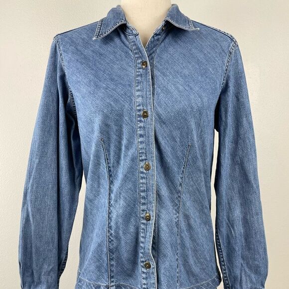 Liz Claiborne LizWear Denim Button Down Shirt and Matching Skirt Size 6 EUC - Picture 2 of 8